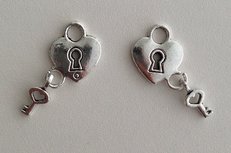 Tibetan Silver Tone Heart Lock-Key Charms Pendant Tibetan Silver Tone Heart Lock-Key Charms Pendant