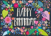 Mila Marquis Double Card | Happy Birthday (Flowers) Mila Marquis Double Card | Happy Birthday (Flowers)