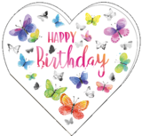 Carola Pabst Heart Shaped Folded Card | Happy Birthday (Butterflies) Carola Pabst Heart Shaped Folded Card | Happy Birthday (Butterflies)