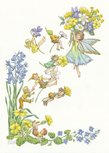 Postcard Molly Brett | Faeries With Bluebells, Primroses And Daisies Postcard Molly Brett | Faeries With Bluebells, Primroses And Daisies