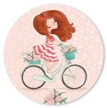 Round Postcard Edition Tausendschoen | Girl on Bicycle Round Postcard Edition Tausendschoen | Girl on Bicycle