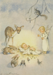 Postcard | The Christ Child, surrounded by Forest Animals and an Angel Postcard | The Christ Child, surrounded by Forest Animals and an Angel