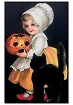 Victorian Halloween Postcard | A.N.B. - Meisje met een zwarte kat (A merry Halloween) Victorian Halloween Postcard | A.N.B. - Meisje met een zwarte kat (A merry Halloween)