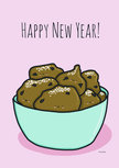 Tamara Boon Illustrations Postcard | Happy New Year Deep Fryed Doughnut Balls Tamara Boon Illustrations Postcard | Happy New Year Deep Fryed Doughnut Balls