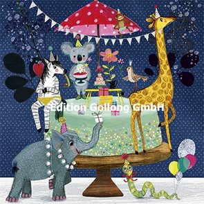 Mila Marquis Postkarte | Tiere feiern Geburtstag