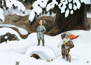 Elsa Beskow Postcard | Solägget (tomte)