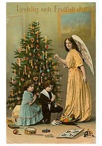 Postcard | Kerstengel bij de kerstboom