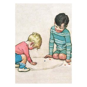 Postcard | Playing Marbles