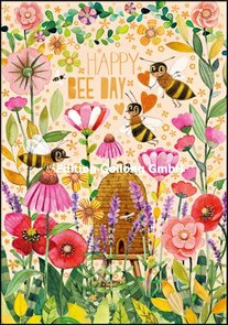 Mila Marquis Double Card | Happy Bee Day (bees and flowers)