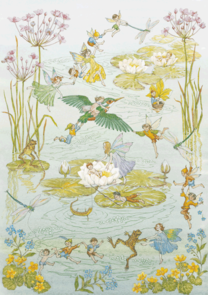 Postcard Molly Brett | Fairies and Waterlilies