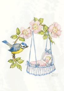 Postcard Molly Brett | New Baby and Blue Tit