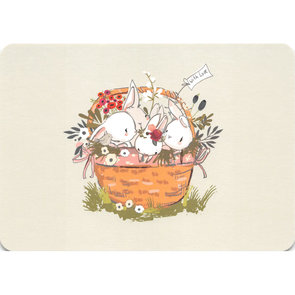 Postcard Gutrath Verlag | Hares in a basket
