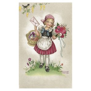 Postcard Ludom | Girl with letter