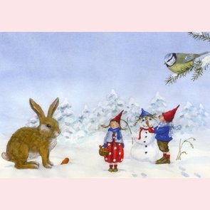 Postcard Daniela Drescher | Pippa en Pelle in de sneeuw