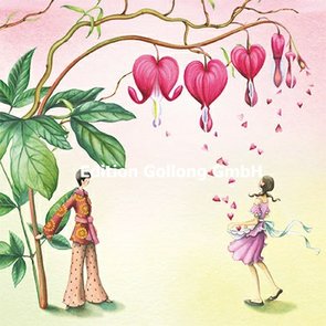 Nina Chen Postkarte | Paar mit Herzen