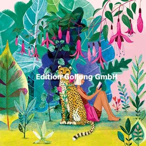 Mila Marquis Postcard | Reading woman with cheetah