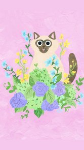 Postcard | Flower Kitty PINK