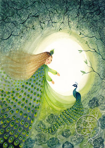 Postcard Bijdehansje | Peacock princess