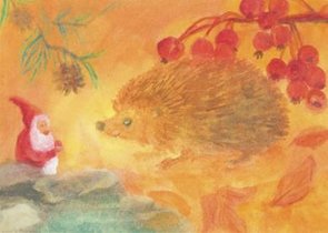 Postcard Dorothea Schmidt - Dwarf and hedgehog