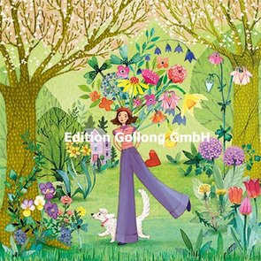 Mila Marquis Postcard | Woman with bouquet of flowers