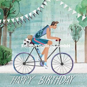 Mila Marquis Postcard | Happy Birthday (Cyclist)