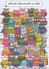 Search Postcard | Welche Eule schielt und welche ist verliebt?