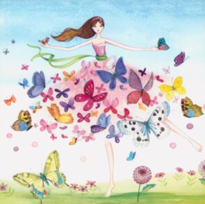Postcard Kristiana Heinemann | Woman with dress made of butterflies