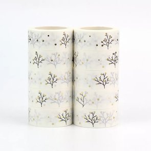 Washi Masking Tape | Winter Tree with gold foil dots