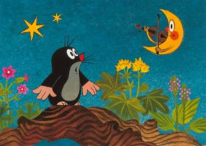 Postcard Krtek - Der kleine Maulwurf - The little mole and the moon