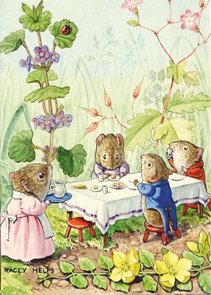 Postcard Racey Helps | The Voles Tea Party