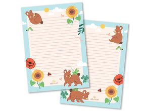 A5 Summer Bear Notepad - Double Sided by Mila-Made