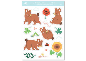 Matte Vinyl Summer Bear Stickers by Mila-Made