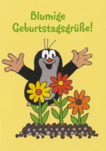 Postcard Krtek - Der kleine Maulwurf - Blumige Geburtstagsgrüße!  (the little mole)