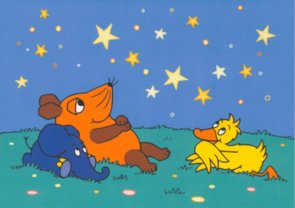 Postcard Sendung mit der Maus | Duck, mouse and elephant watching stars