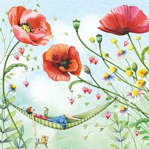 Nina Chen Postcard | Woman in a hammock