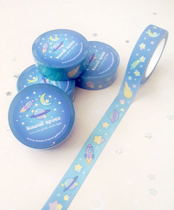 Kawaii Space Glitter Washi Tape - by Dreamchaserart