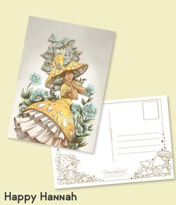 Mushy Mushy girls postcard - Happy Hannah - by Dreamchaserart