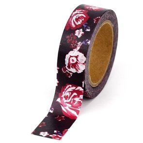 Washi Masking Tape | Black with Flowers