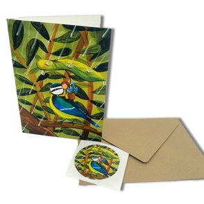 Collecting Flowers - double postcard with envelope