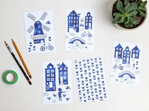 Postcard Set Watercolor Holland by Heleen van den Thillart