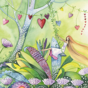 Postcard Kristiana Heinemann | Girl on tree swing