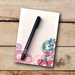 A6 Steampunk Unicorn Chibi Nozomi Notepad - by Hidekos Artwork