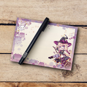 A6 Witch Chibi Zelena Notepad - by Hidekos Artwork