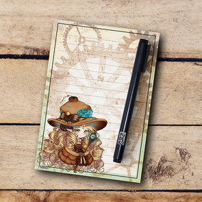 A6 Steampunk Witch Chibi Unohana Notepad - by Hidekos Artwork