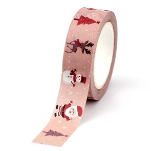 Washi Tape | Pink Christmas with Santa Deer Snowman Tree