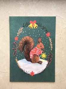 Postcard Christmas Squirrel - by Bianca Nikerk