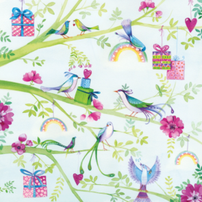 Postcard Kristiana Heinemann | Birds on branches with gifts