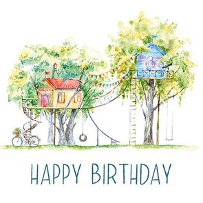 Adobe Stock Postcard | Happy Birthday (Treehouses)