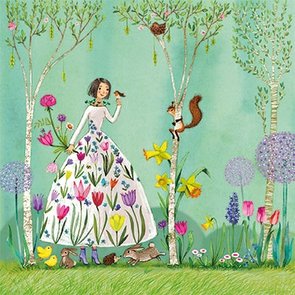 Mila Marquis Postcard | Woman with spring blossoms