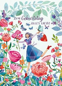 Mila Marquis Postcard | Zum Geburtstag (Woman with roses)